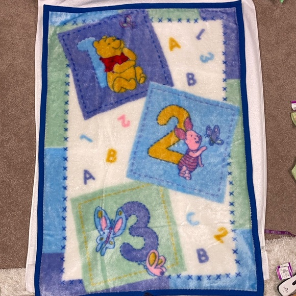 Disney Other - VTG DISNEY WINNIE THE POOH PLUSH BLANKET PIGLET ~123 ABC~ BABY CRIB 43" x 30"